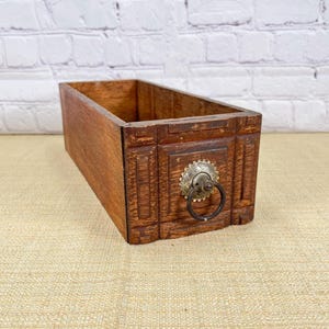 Vintage Sewing Machine Cabinet Drawer.  Solid Oak Drawer With Metal Pull.  Great For Home Decor or Craft Supplies. 24