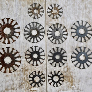Rusty Metal Round Shapes for Eco Printing & Mixed Media Art, Set of 8, Assemblage Art, Rusting Stencil Projects, Vintage Metal