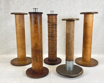 Vintage Wood Thread Spool | Choose One | Rustic Farmhouse Decor | Large Antique Sewing Bobbin 83-87