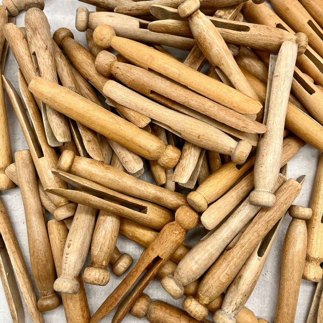 Vintage Round Wooden Clothespin Bundle, 6pcs in Each Set. Great for