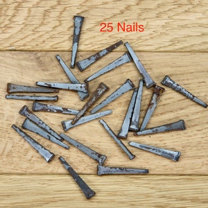 Vintage Nails, 1-1/2 Square Cut, Steel Square Head Nails, Lot of 25, Rusty Goodness, Architectural Salvage, Restoration, Vintage Hardware image 2