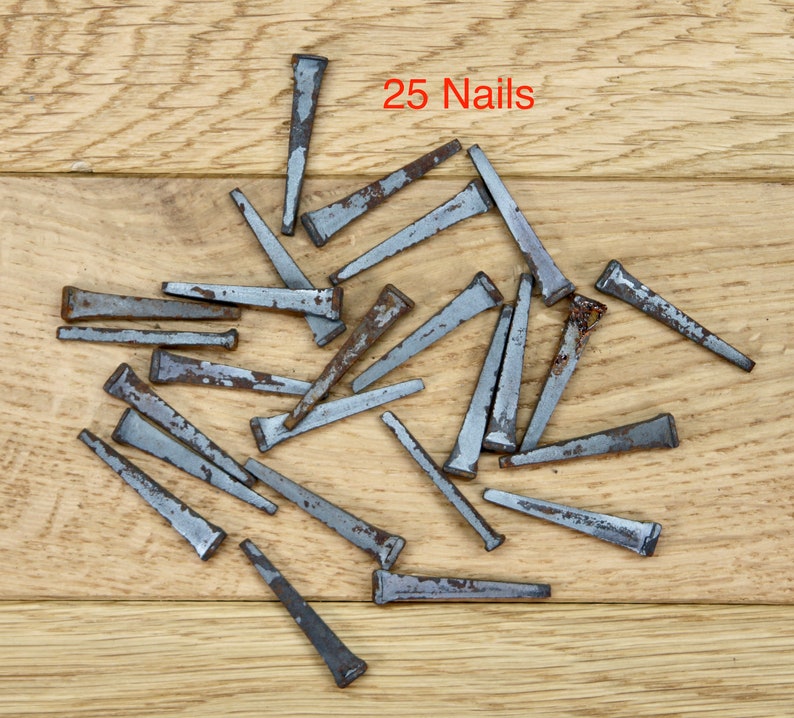 Vintage Nails, 1-1/2 Square Cut, Steel Square Head Nails, Lot of 25, Rusty Goodness, Architectural Salvage, Restoration, Vintage Hardware image 2