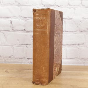 Of David Copperfield the Younger, By Charles Dickens, Early 1900&#39;s 3/4 Leather Hardcover Marbled.  Illustrated Library Edition