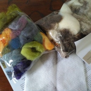 Needle Felting Kit Moorland. With hand dyed and natural coloured fleece image 2