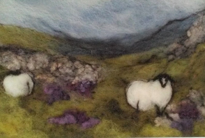 Needle Felting Kit Moorland. With hand dyed and natural coloured fleece image 1