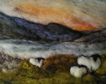 Needle Felting Kit- Lochside Sunset. With Hand Dyed and Natural Fleece Selection