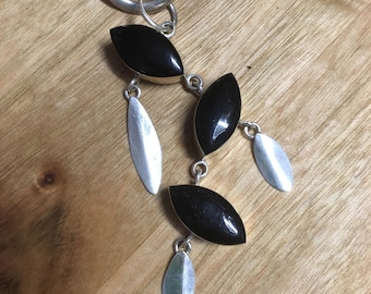 Onyx Sterling Blatt Anhänger
