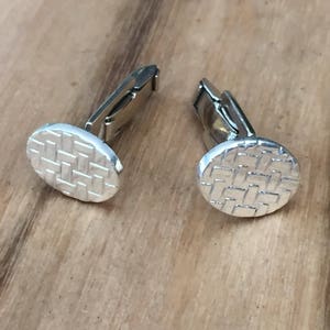 Sterling Silver Oval Weave Cufflinks