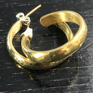 Beaten Brass Hoop Earrings