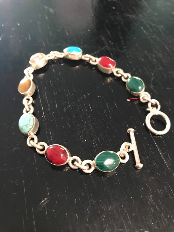 メキシカンシルバーマルチストーンブレスレット - Etsy 日本