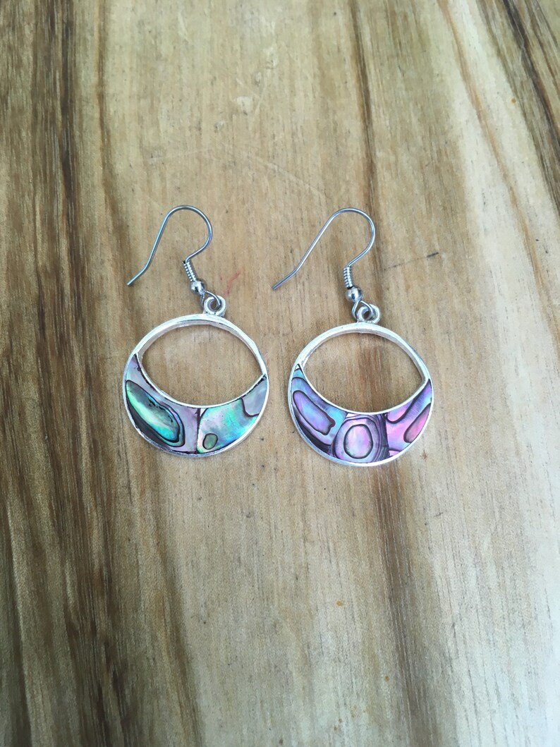 Abalone crecsent moon earrings