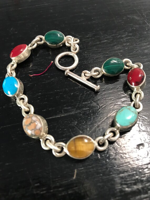 メキシカンシルバーマルチストーンブレスレット - Etsy 日本