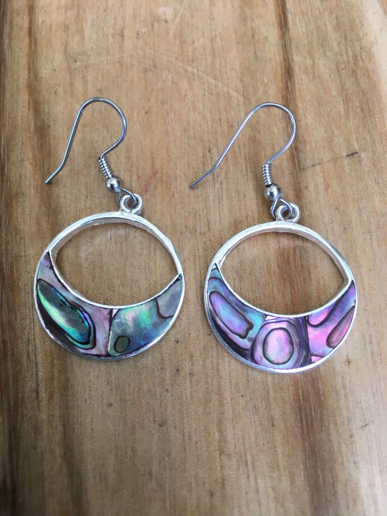 Abalone crecsent moon earrings
