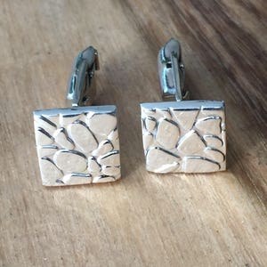 Sterling Silver Pebble Square Cufflinks
