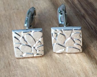 Sterling Silver Pebble Square Cufflinks