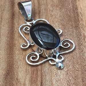 Arty mexikanischen Silber Onyx Anhänger