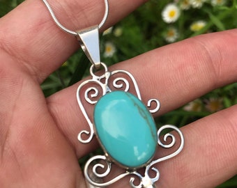 Sterling zilveren turquoise ketting