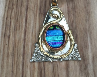 Dichroic Glass Brass Pendant