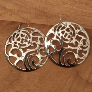 Floral Filagree Mexican Silver Earrings