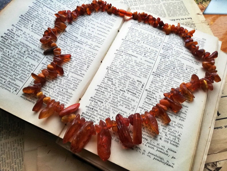 Baltic Amber necklace Viking style dark big amber necklace semicircular amber large amber beads 65g2.3oz