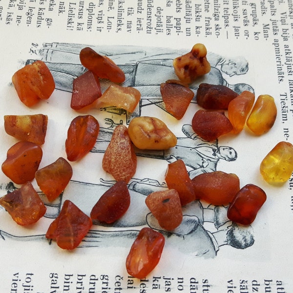 Lot of  25 Natural Baltic Amber beads, genuine raw yellow and brown amber beads 14.5g/0.51oz