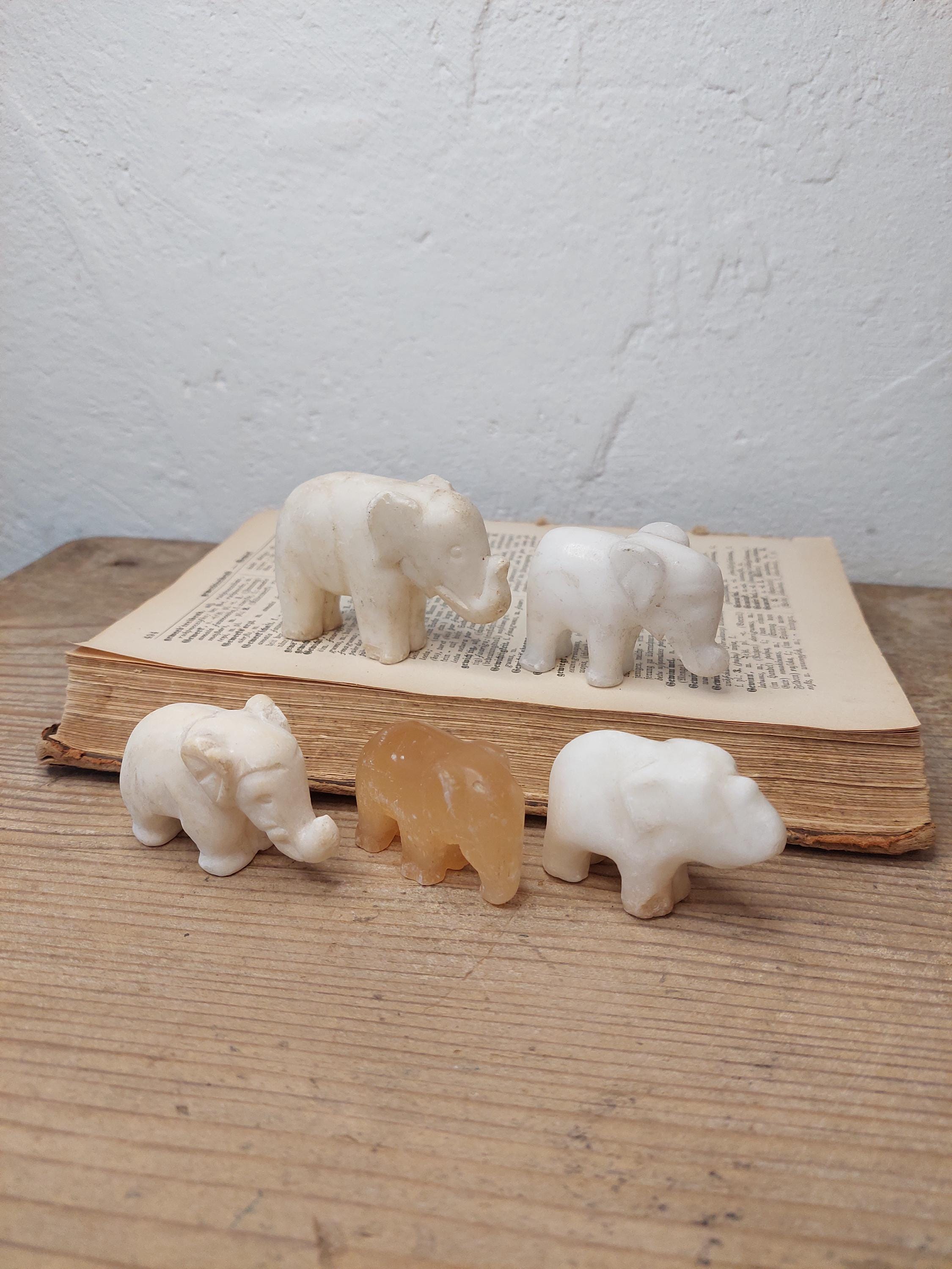 Antique Stone Elephant figurines set White Marble elephant figurine collectibles figurine home decor lot of 5