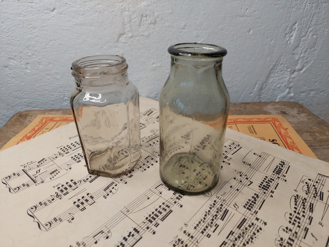 Vintage Glass Mustard Jar Vintage Glass Bottle Retro Clearglass Jar Old