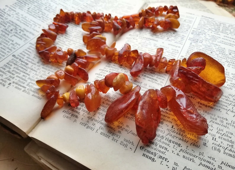 Baltic Amber necklace Viking style dark big amber necklace semicircular amber large amber beads 65g2.3oz