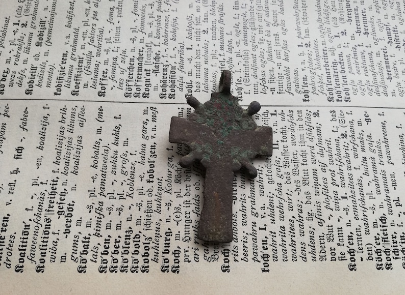 archaeological dig Authentic Russian Orthodox Old Believers Wheel Pectoral Cross 18 C found objects