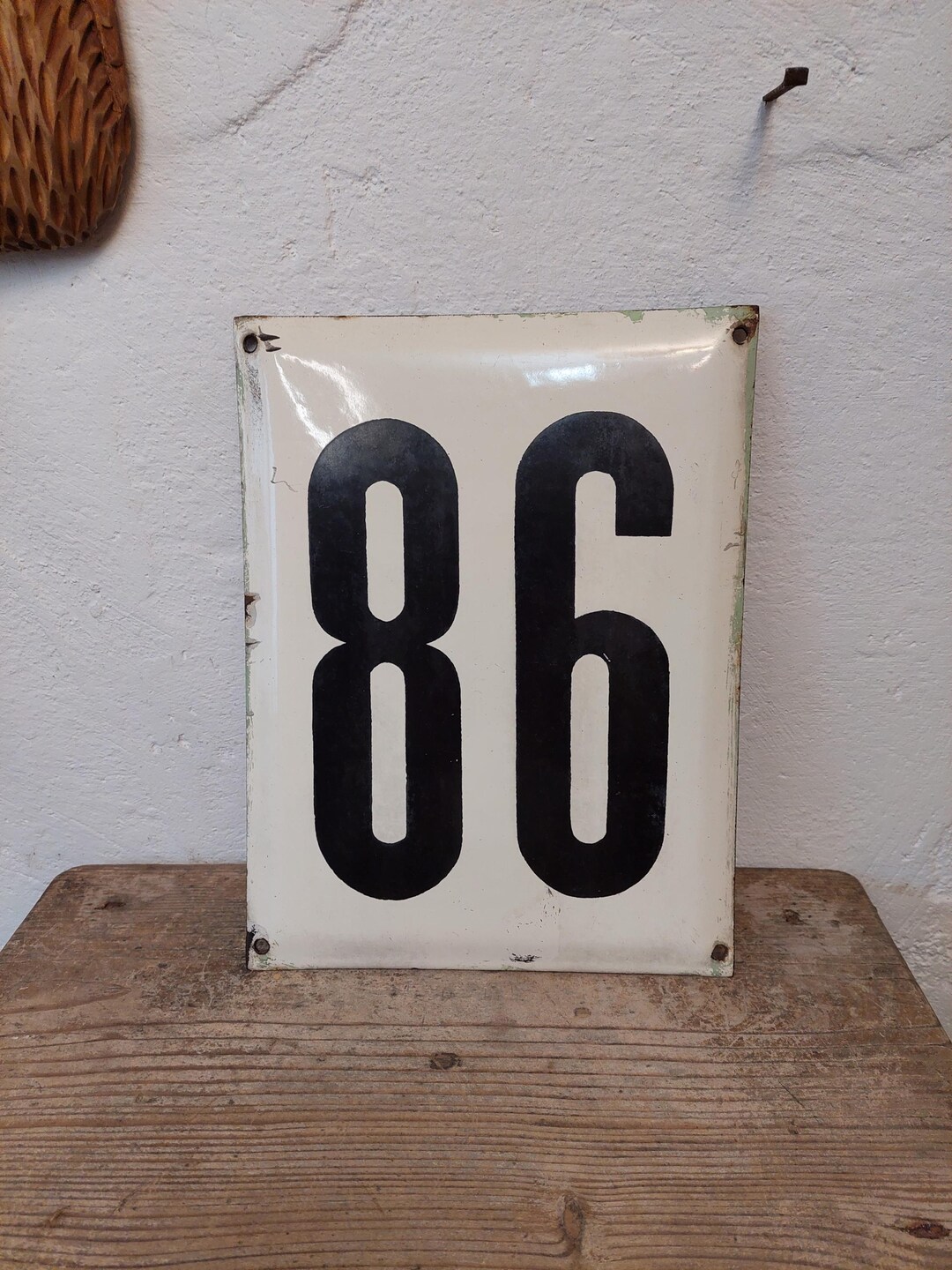 Vintage House Number Sign 86 Provence Style Sign Blue Enameled Metal ...