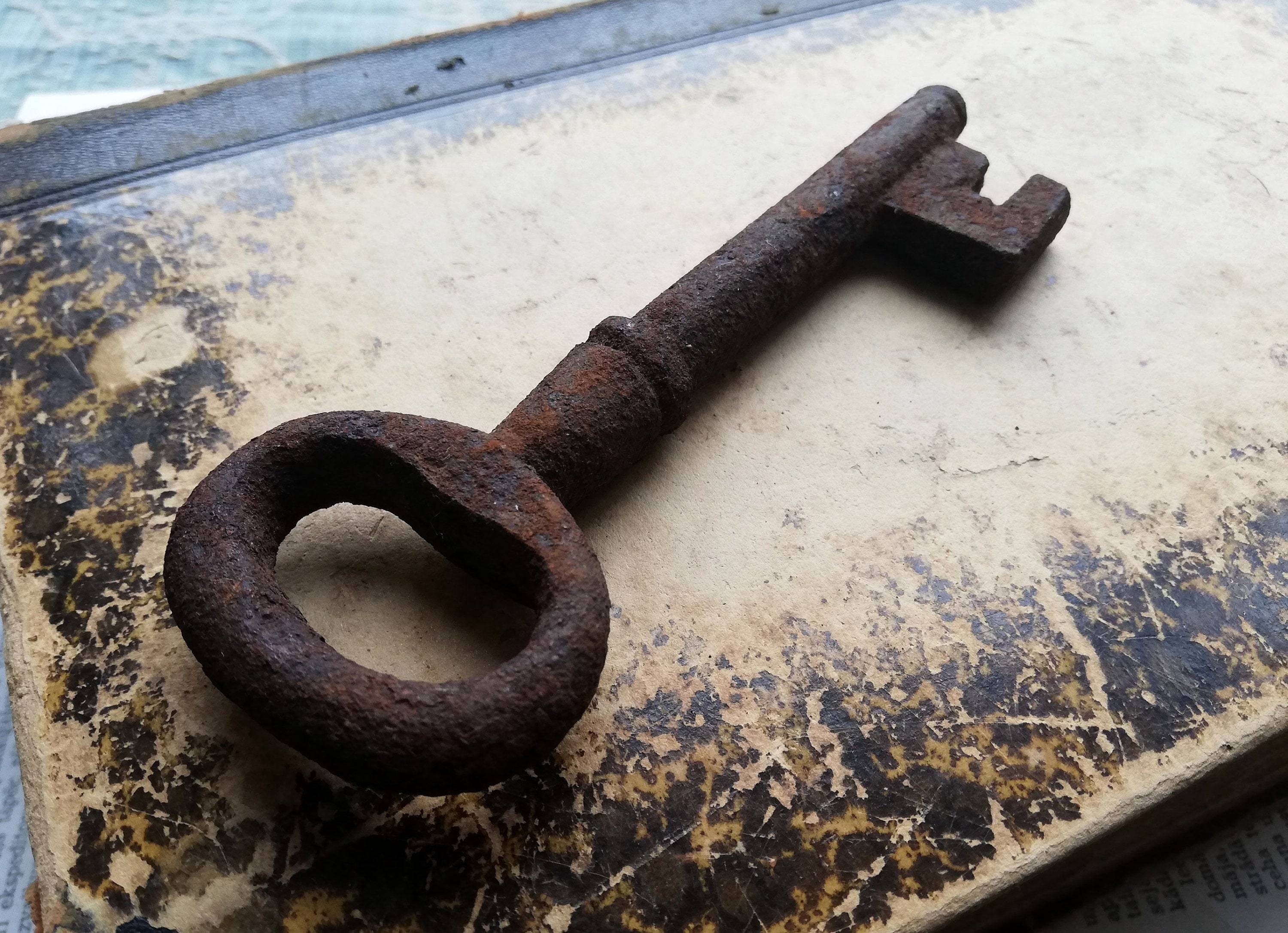 Large antique metal skeleton key big vintage key rustic home Etsy