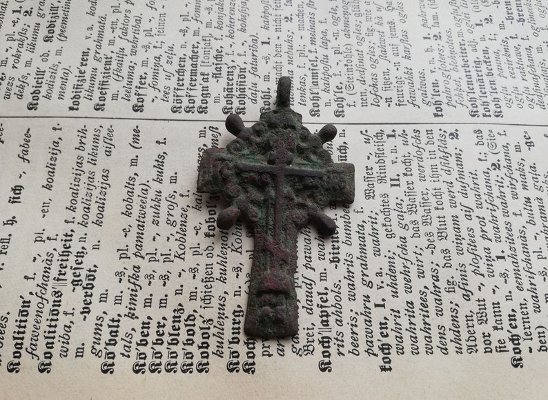 archaeological dig Authentic Russian Orthodox Old Believers Wheel Pectoral Cross 18 C found objects