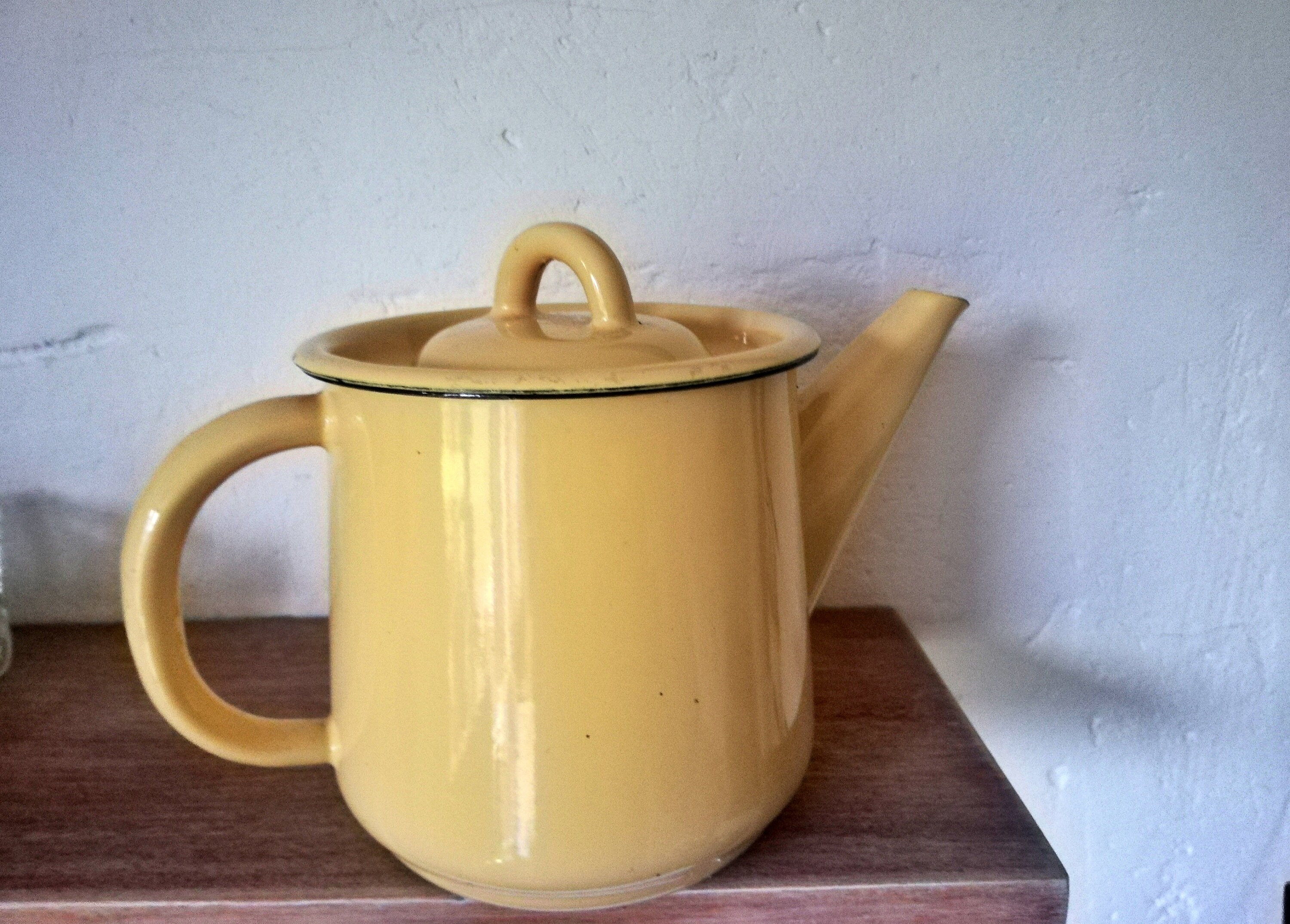 Vintage enamel kettle mug Мetal can rustic Kitchen decor Etsy