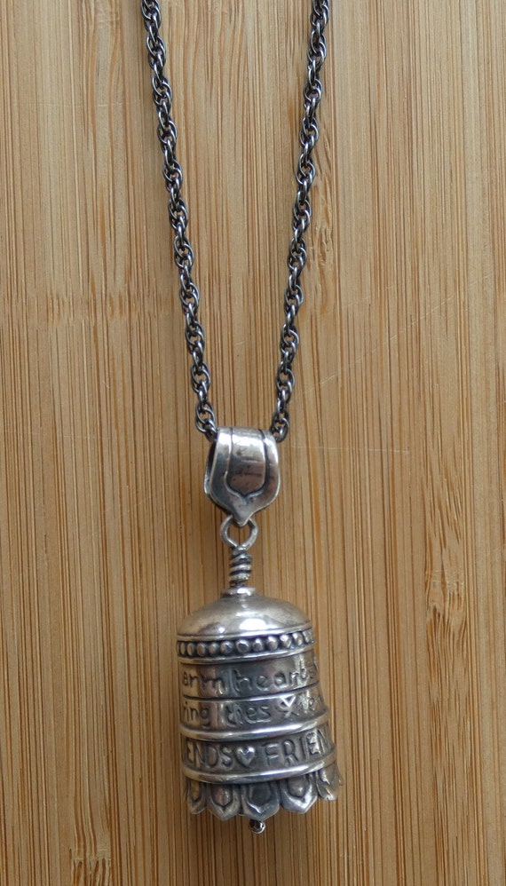 Beautiful Vintage Friendship Bell Pendant Sterlin… - image 3