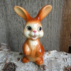 Vintage Goebel Happy Rabbit Brown Bunny Porcelain Figurine Sweet!