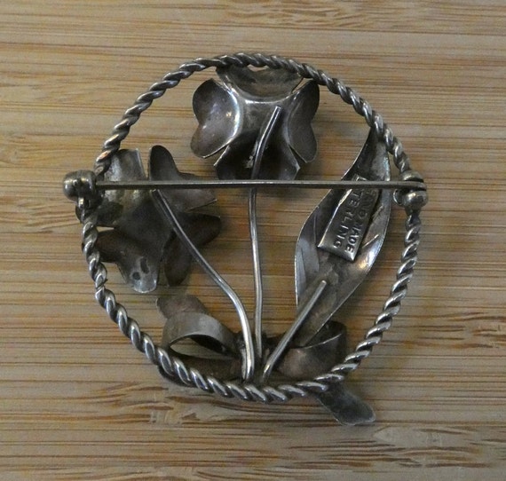Vintage Sterling Silver Floral Brooch Pin Hand Ma… - image 3