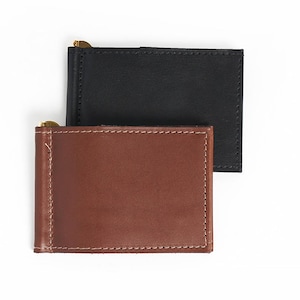 Feestdagenuitverkoop, leren minimalistische portemonnee, leren portemonnee, portemonnee met geldclip