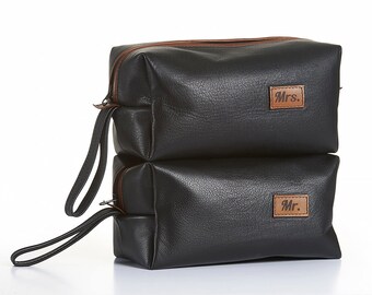 Mr. and Mrs. Gift, His and Hers Gift, Personalized Sponge Bag,Toiletry Bag, Dopp Kit, Medium Size