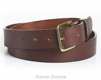 Spring Sale, Christmas 1.25" Wide Mens Leather Belt, Brown Genuine Leather Belt, Plus Size belt