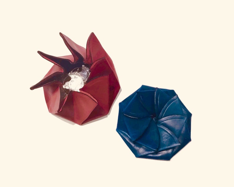 Handmade Leather Origami Coin Pouch Folding Change Purse Etsy