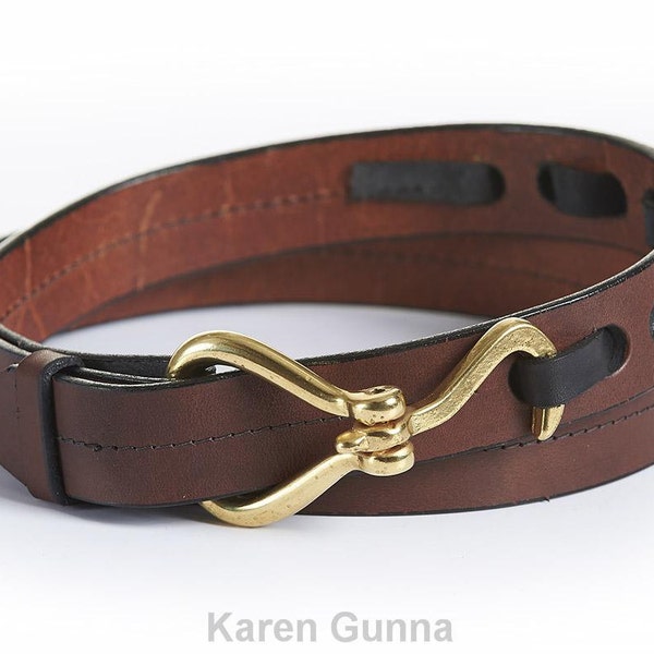 Spring Sale, Custom Leather Belt, Leather Hook Buckle Belt, Hip Leather Belt, Horse Lovers Gift, Plus Size Belt