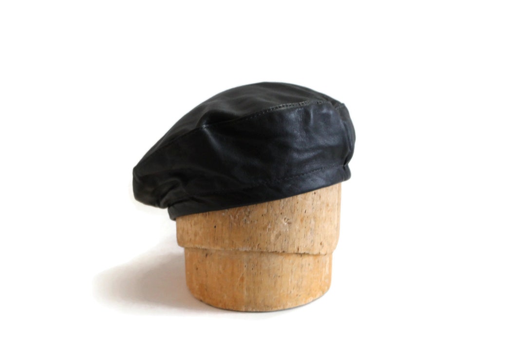 Winter Sale, Black Leather Beret, Black Cap, Black Biker Hat - Etsy