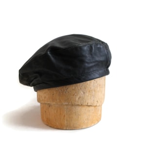 Discounted Sale, Classic Black Leather Beret, Black Cap, Black Biker Hat