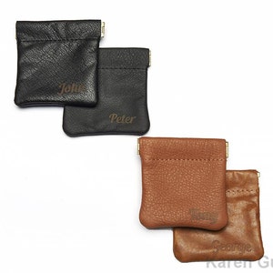 Pochette en cuir, Portefeuille minimaliste, Porte-monnaie à presser, Porte-monnaie