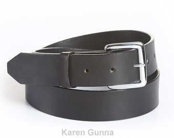 Spring Sale, 1.25" Wide Mens Leather Belt, Black Genuine Leather Belt, Extra Long Belt