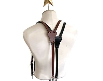 Spring Sale, Discounted Sale, Adjustable Leather Suspenders, Leather Work Braces, Groomsmen Gift Idea