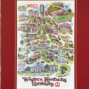 Western Kentucky “Hilltoppers” Signed and Numbered Campus Print by Artist Linda Theobald FREE SHIPPING **Except Hawaii & Alaska