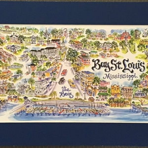 Bay St. Louis, MS post Katrina Limited Edition Watercolor Print by Artist Linda Theobald FREE SHIPPING **Except Hawaii & Alaska