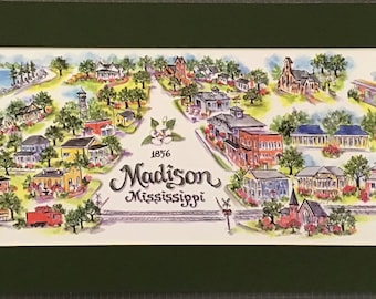 MADISON, MS Pen and Ink Signed and Numbered Watercolor Print by Artist Linda Theobald