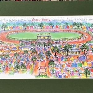 La foire du comté de Neshoba, Mississippi. Une aquarelle signée et numérotée au stylo et à lencre par lartiste Linda Theobald LIVRAISON GRATUITE Green Mat